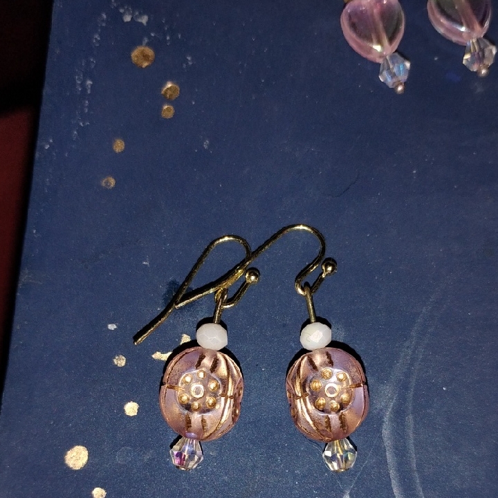 Bohemian Pink And Gold Earrings